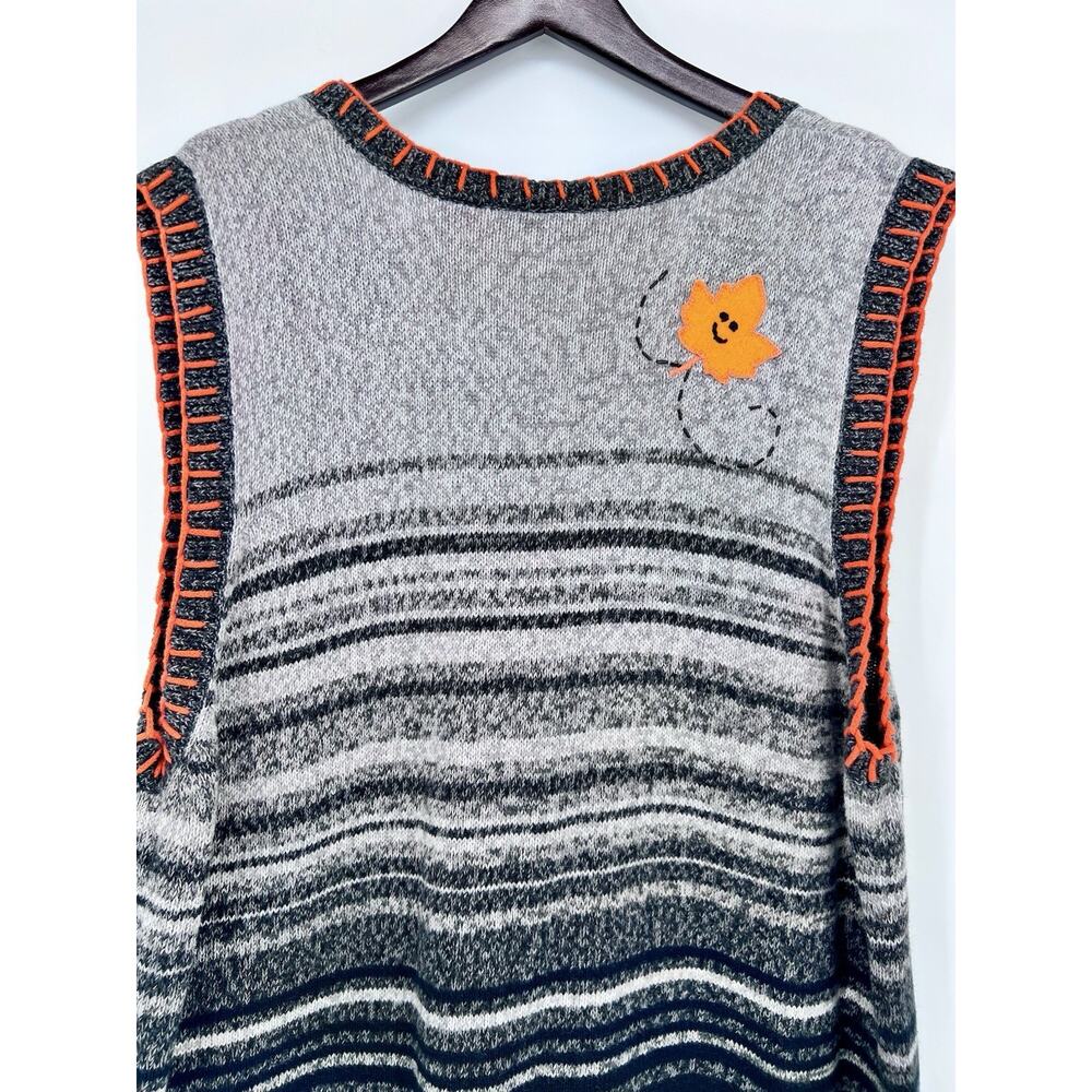 Vintage Liz & Me Knit Sweater Vest Halloween Fall Ghost Pumpkins Leaves 3X 26/28 - Picture 9 of 10